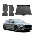 Fußmatten & Kofferraumwanne Set für Ford Focus Schrägheck 2019-2025 Fünftürer 5x