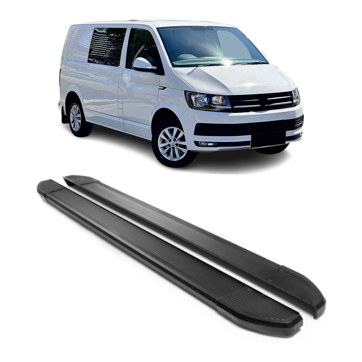 Alu Seitenschweller Trittbretter für VW T6 T6.1 alle 2015-2024 Kurzer Schwarz