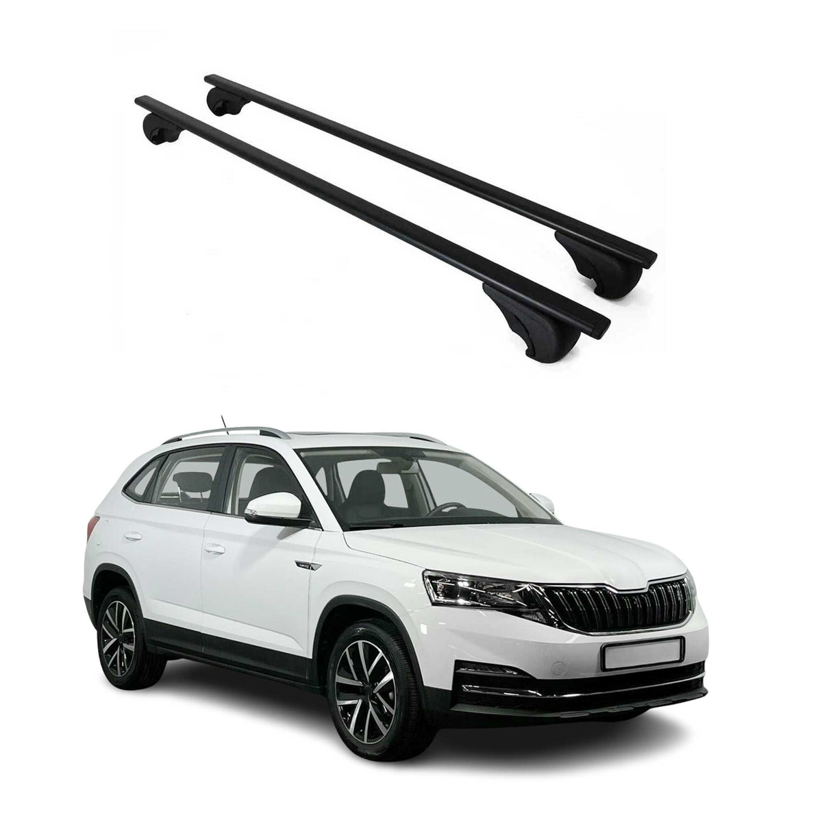 Dachträger Grundträger für Skoda Kamiq 2019-2026 75kg Stahl Schwarz 2 tlg