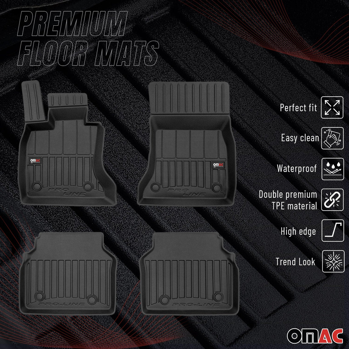 OMAC Gummi Fußmatten für BMW 5er Gran Turismo F07 2009-2017 Premium TPE 4x