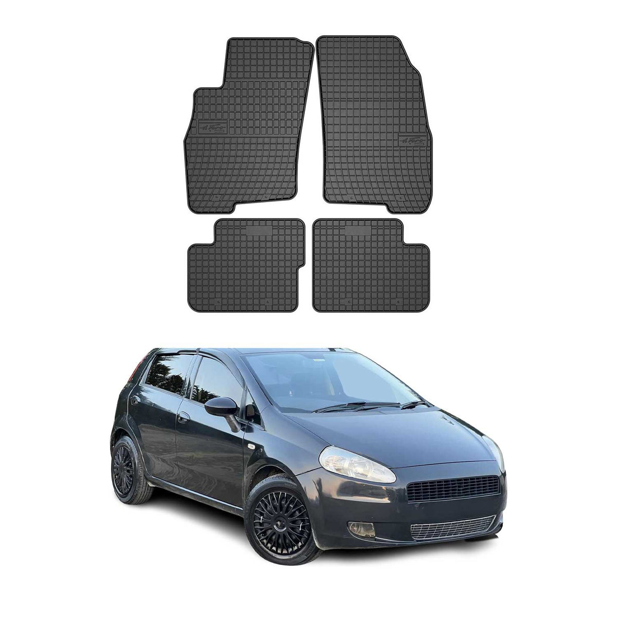 OMAC Gummi Fußmatten für Fiat Grande Punto 2005-2012 Automatten Gummi Schwarz 4x