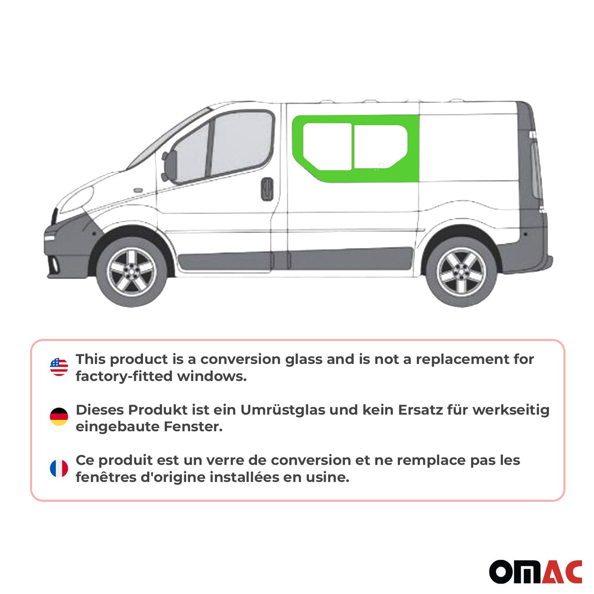 Seitenfenster Schiebefenster für Renault Trafic 2001-2014 Vorne Links L1 L2