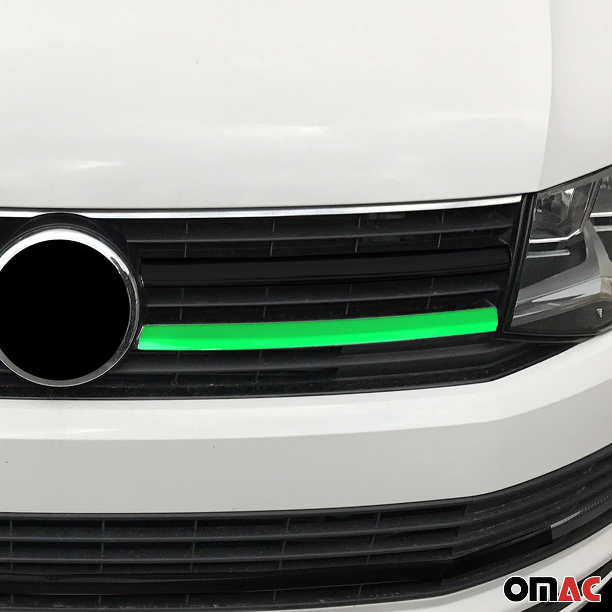 Kühlergrill Leiste Grillleisten für VW T6 2015-2019 Highline Edelstahl Grün 2tlg