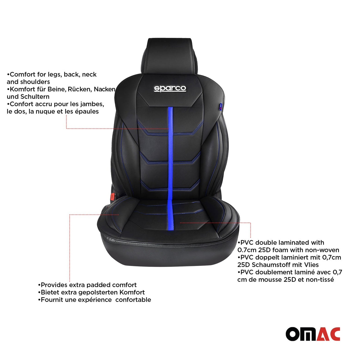 SPARCO Sitzkissen Sitzauflage Sitzschoner Universal Schwarz Blau Sitzschutz