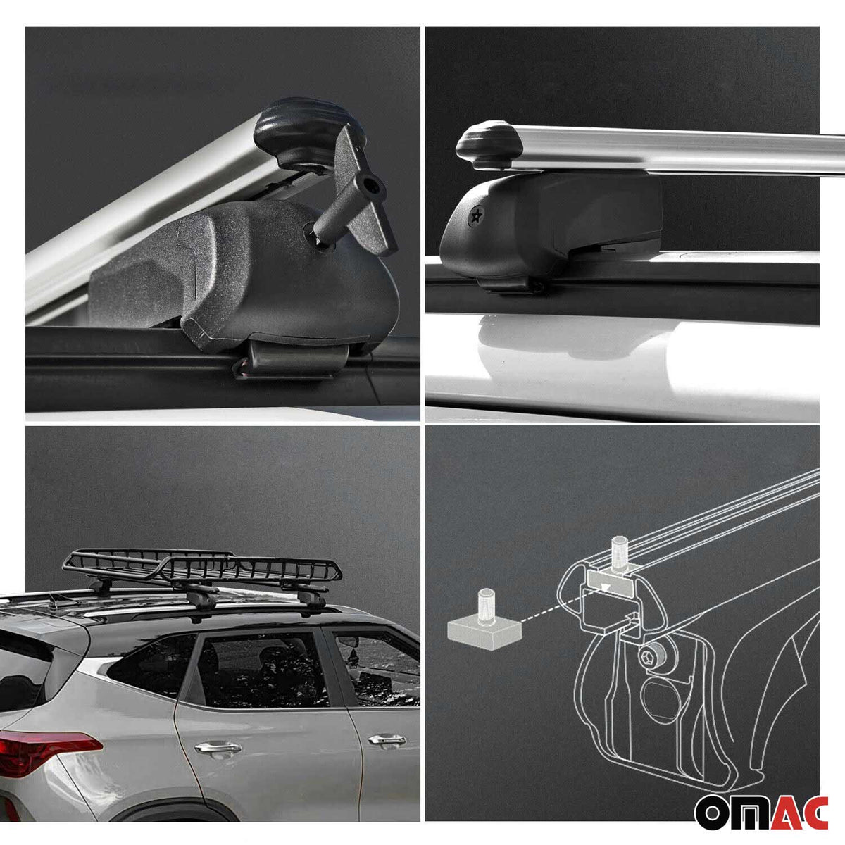 Dachträger Gepäckträger für DS7 Crossback / DS 7 2017-2026 Querträger Alu Grau