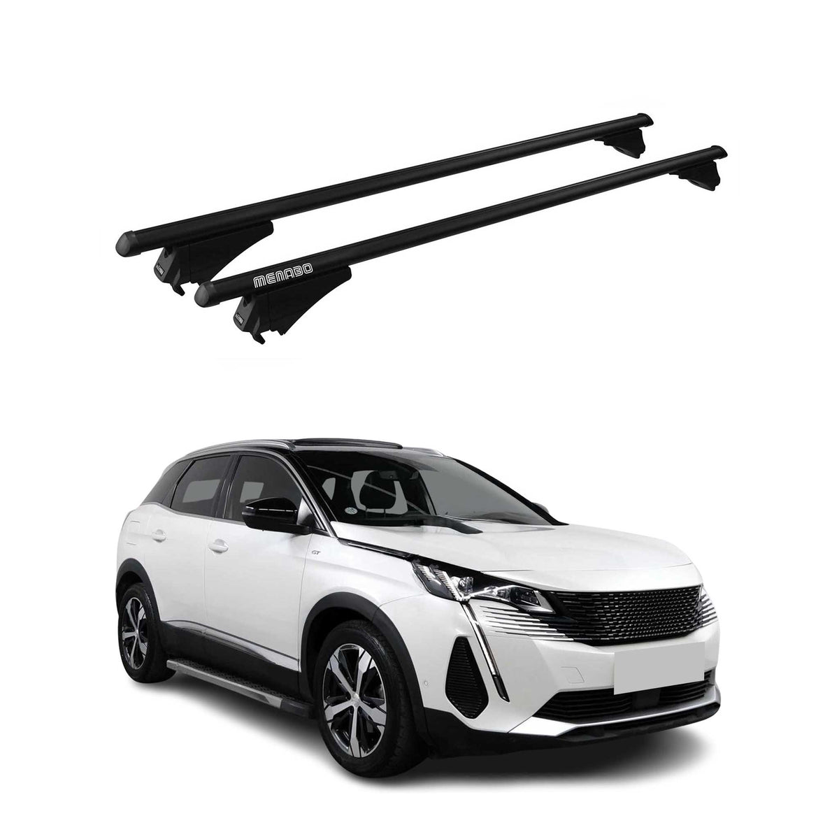 Menabo Dachträger Grundtäger für Peugeot 3008 2016-2020 Pre-FL 75kg Alu Schwarz
