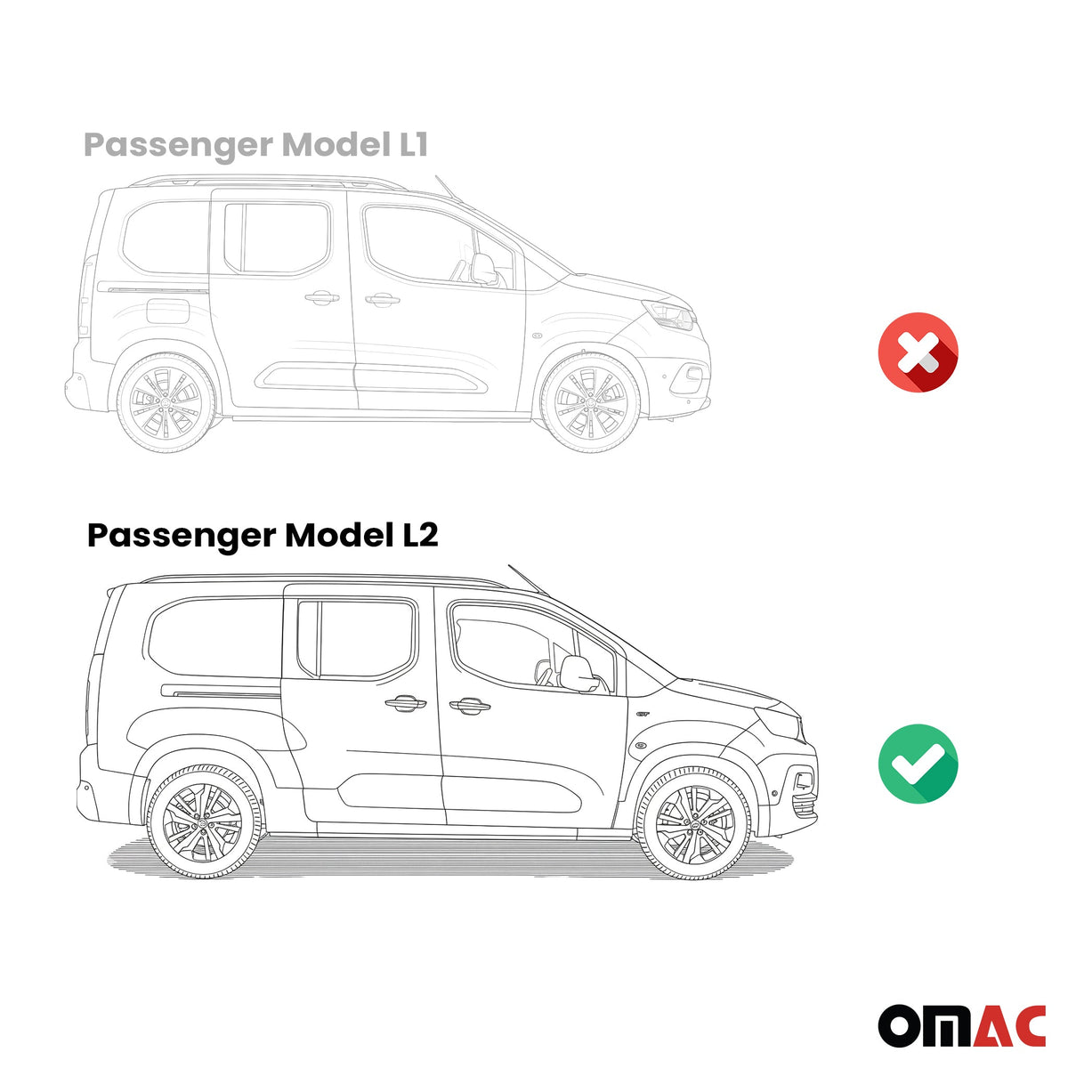 Trittbretter Seitenschweller für Peugeot Rifter 2018-2026 Kombi L2 Silber 2 tlg