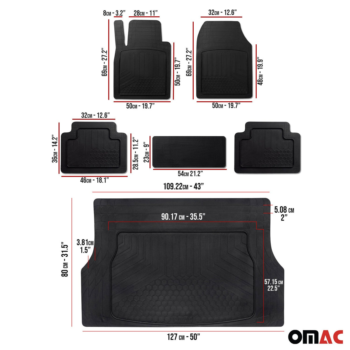 Gummimatten & Kofferraumwanne Set für Opel Crossland X Antirutsch Universal