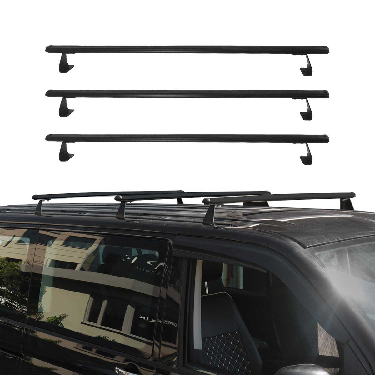 Dachträger Grundtäger für VW T7 Multivan 2021-2026 75kg Aluminium Schwarz 3 tlg