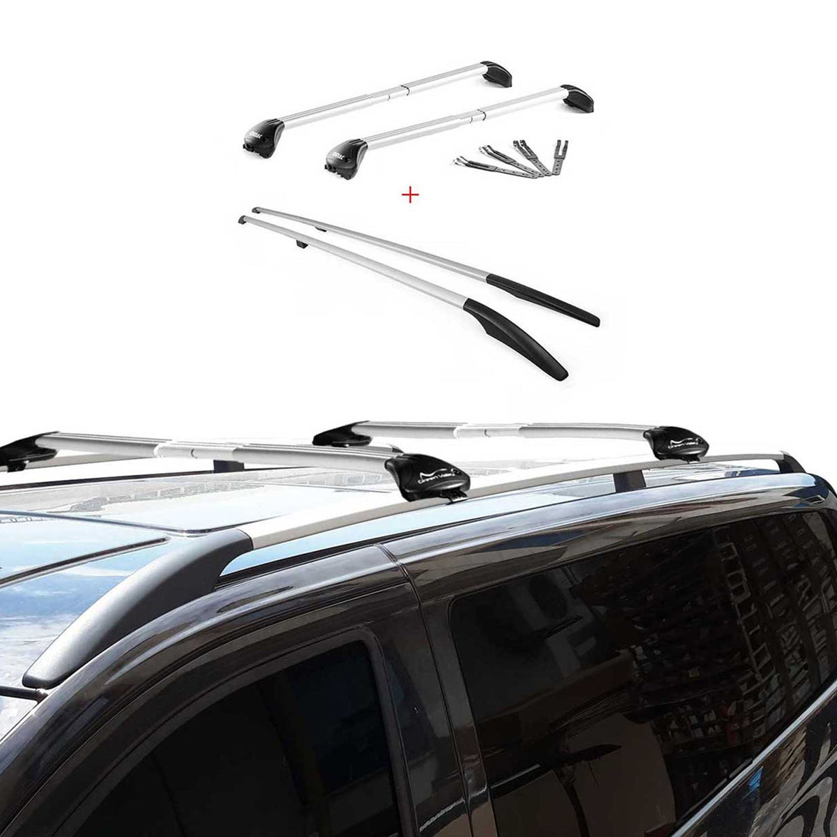 Dachreling + Dachträger Satz für Subaru XV 2012-2018 Langer Alu Silber