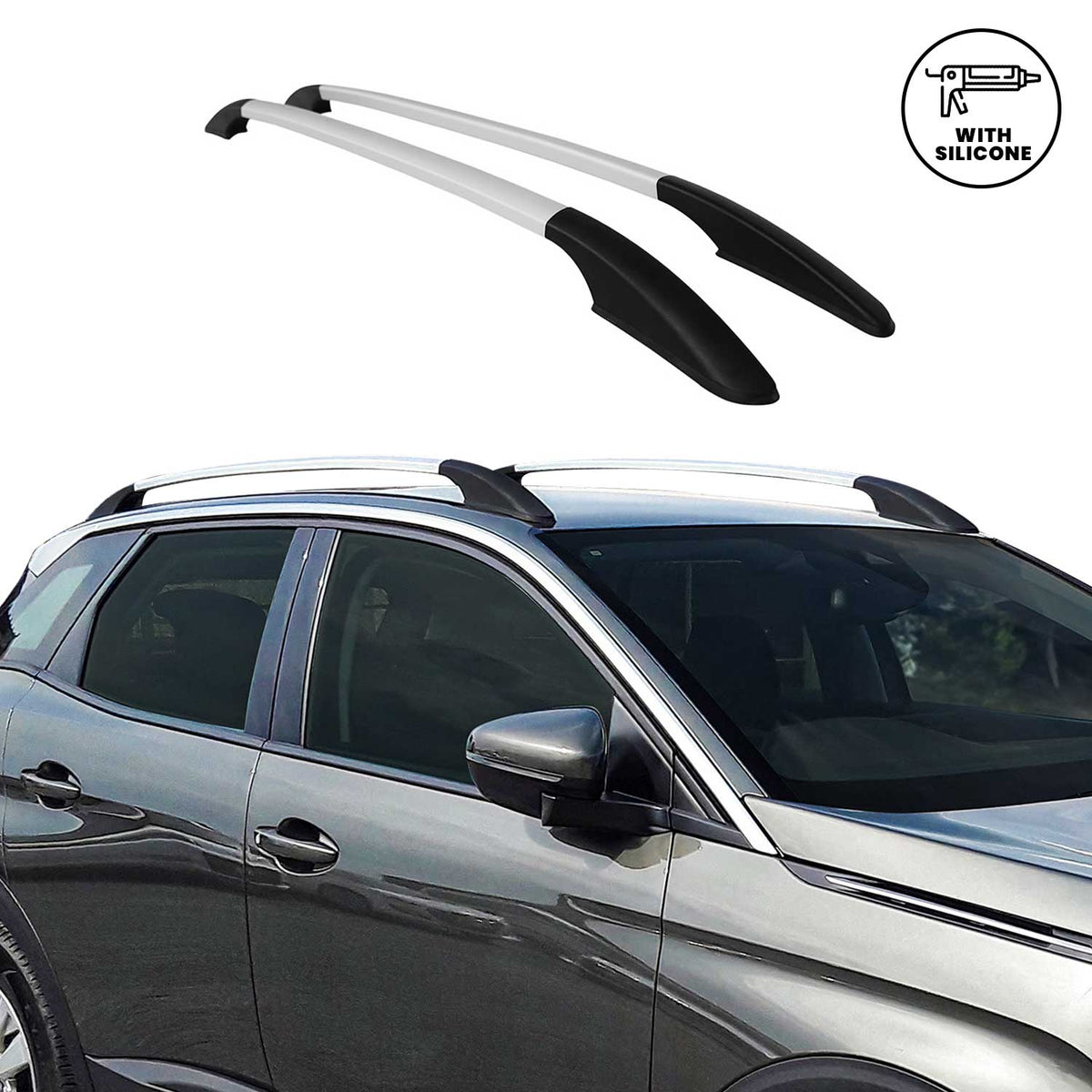 Aluminium Dachreling Relingträger für Volvo V40 2012-2019 Silber 2x