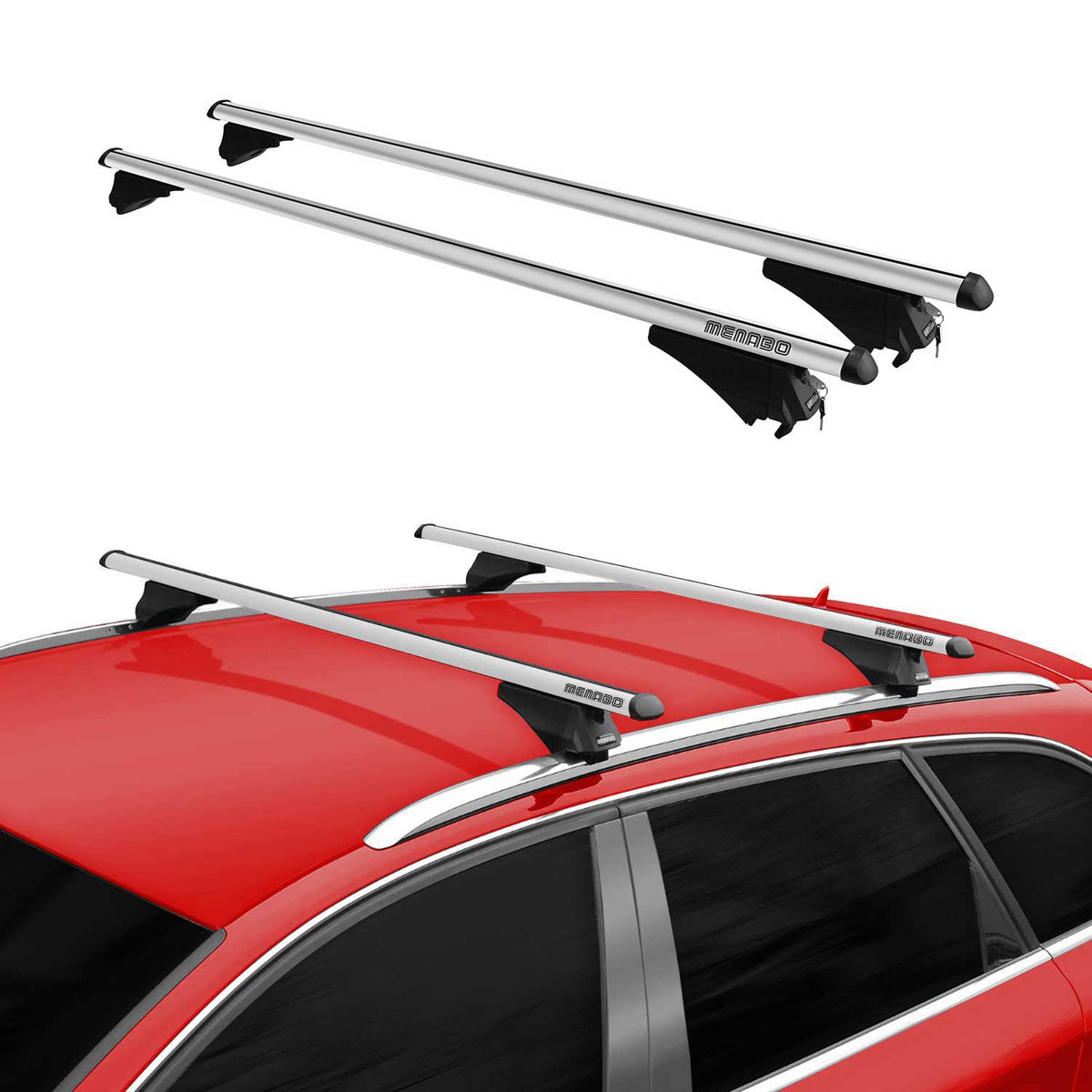 Menabo Dachträger Grundtäger für Hyundai iX35 2010-2015 75kg Alu Silber 2 tlg