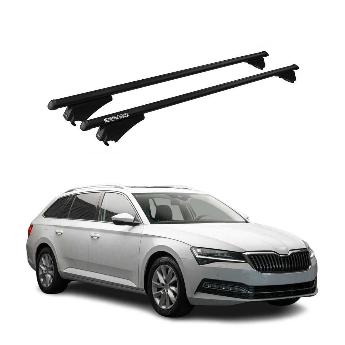 Menabo Dachträger für Skoda Superb mk3 Kombi 2015-2023 75kg Alu Schwarz 2x