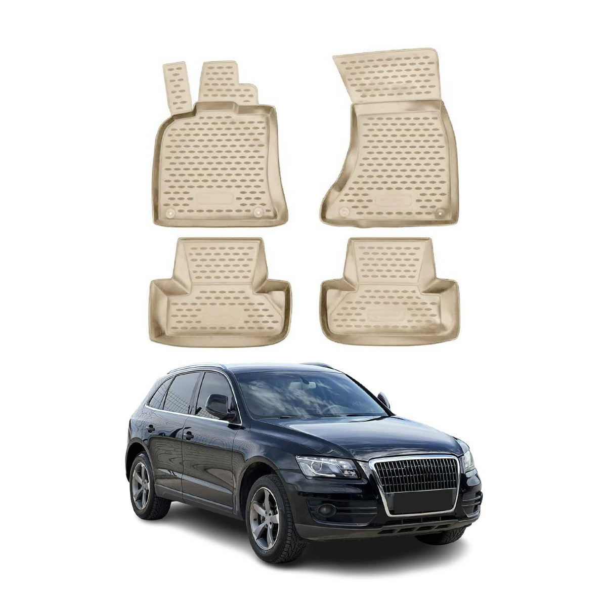 OMAC Gummimatten Fußmatten für Audi Q5 8RB 2008-2017 TPE Automatten Beige 4x