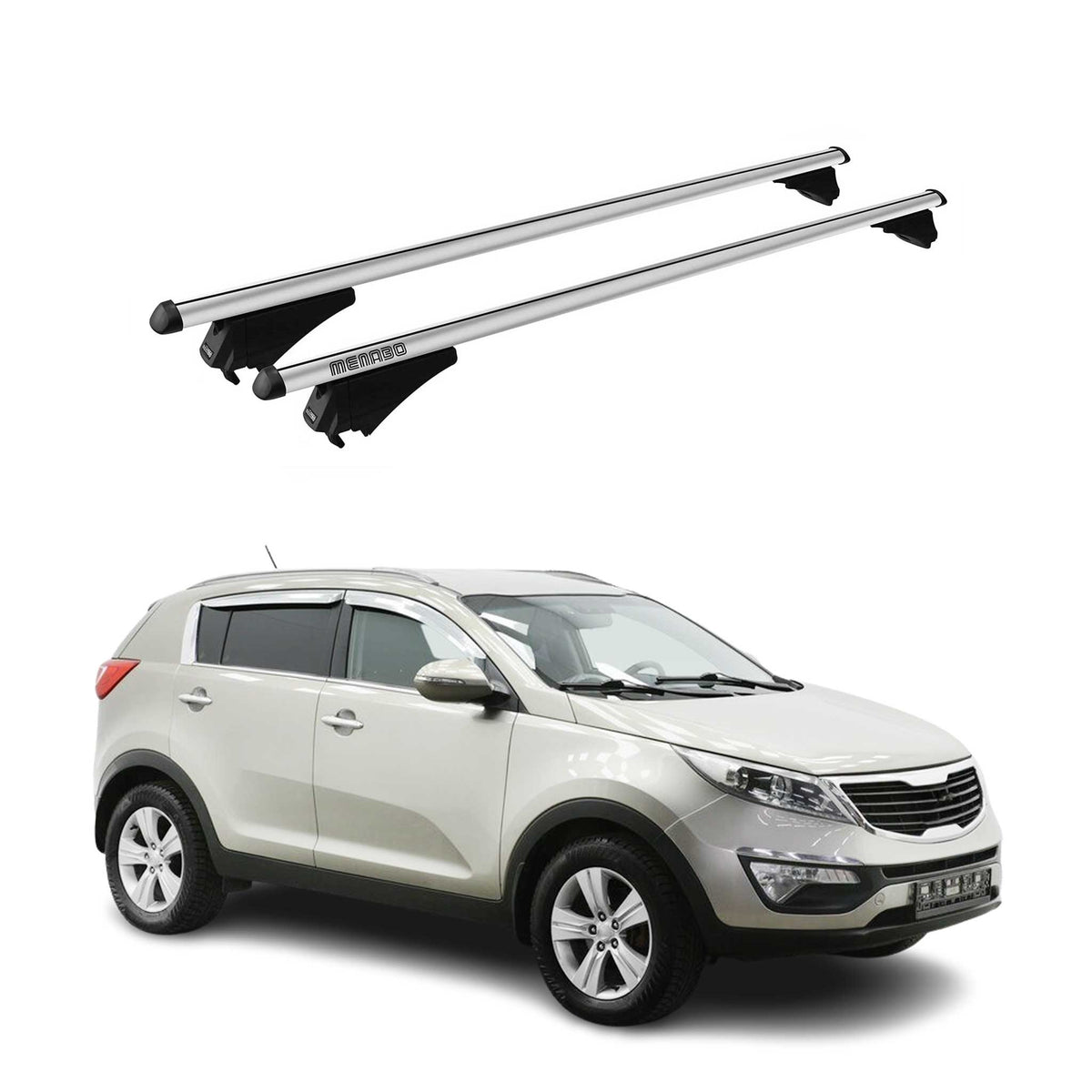 Menabo Dachträger Grundtäger für Kia Sportage SL 2010-2015 75kg Alu Silber 2tlg