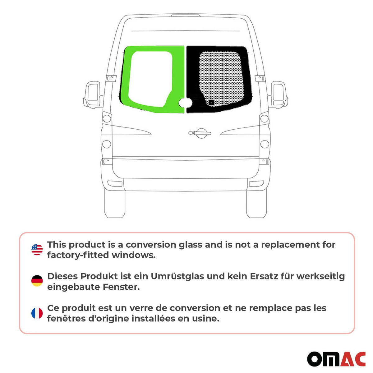 Heckscheibe Flügeltürfenster für VW Crafter 2006-2017 L1 L2 L3 L4 Links