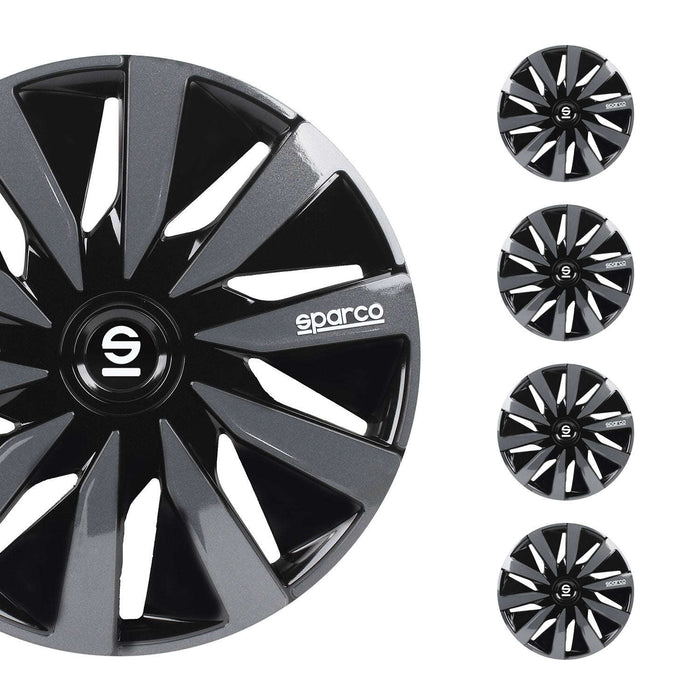 Radkappen Radzierblenden Sparco Lazio 15" Zoll Abdeckung Set Schwarz Grau 4x Namma Markt