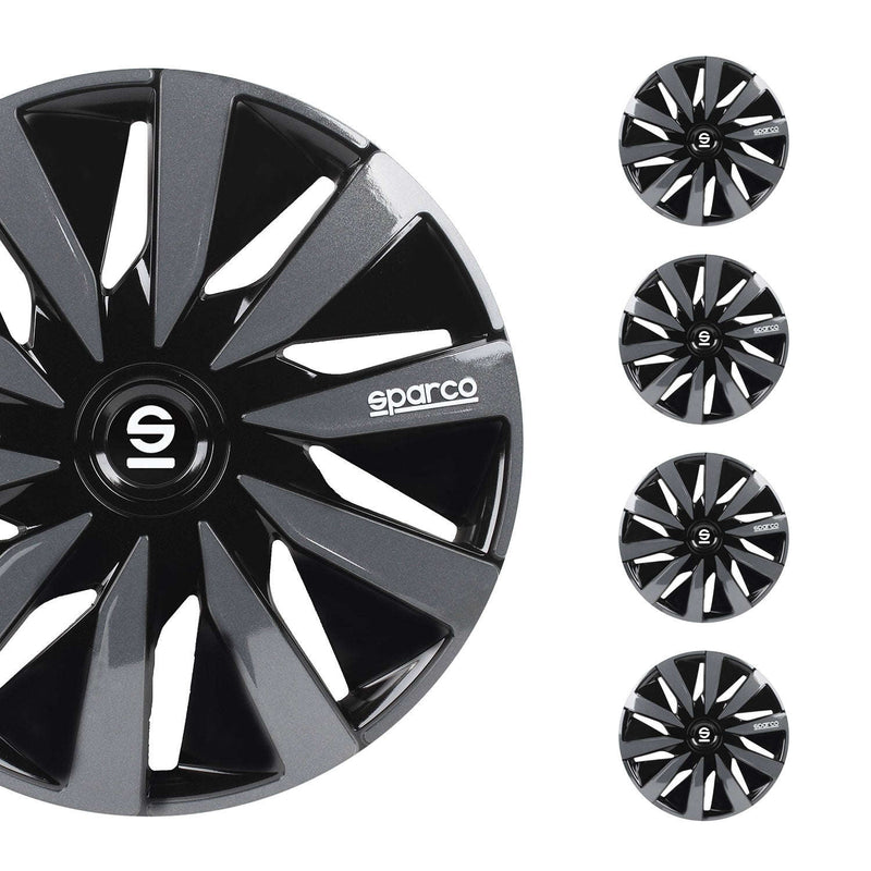 Radkappen Radzierblenden Sparco Lazio 15" Zoll Abdeckung Set Schwarz Grau 4x Namma Markt