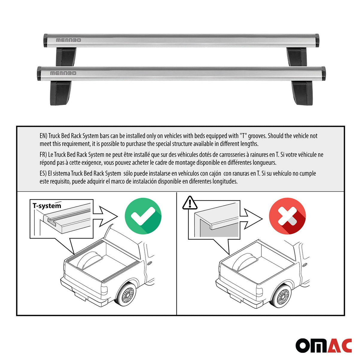 Menabo Dachträger für Universal Laderaumrollo-Querträger Ladeflächenträger 2x