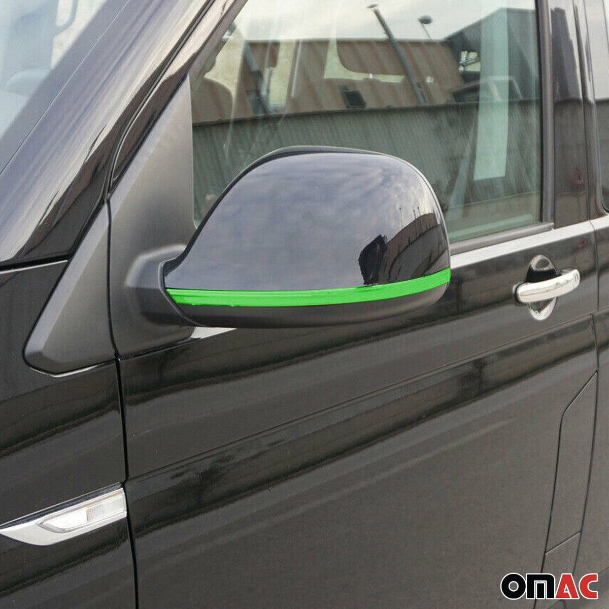 Spiegelkappen Leiste für VW Multivan T5 2010-2015 Edelstahl Grün 2tlg