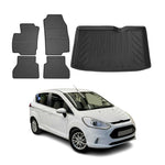 Fußmatten & Kofferraumwanne Set für Ford B-Max 2012-2024 Gummi TPE Schwarz 5x