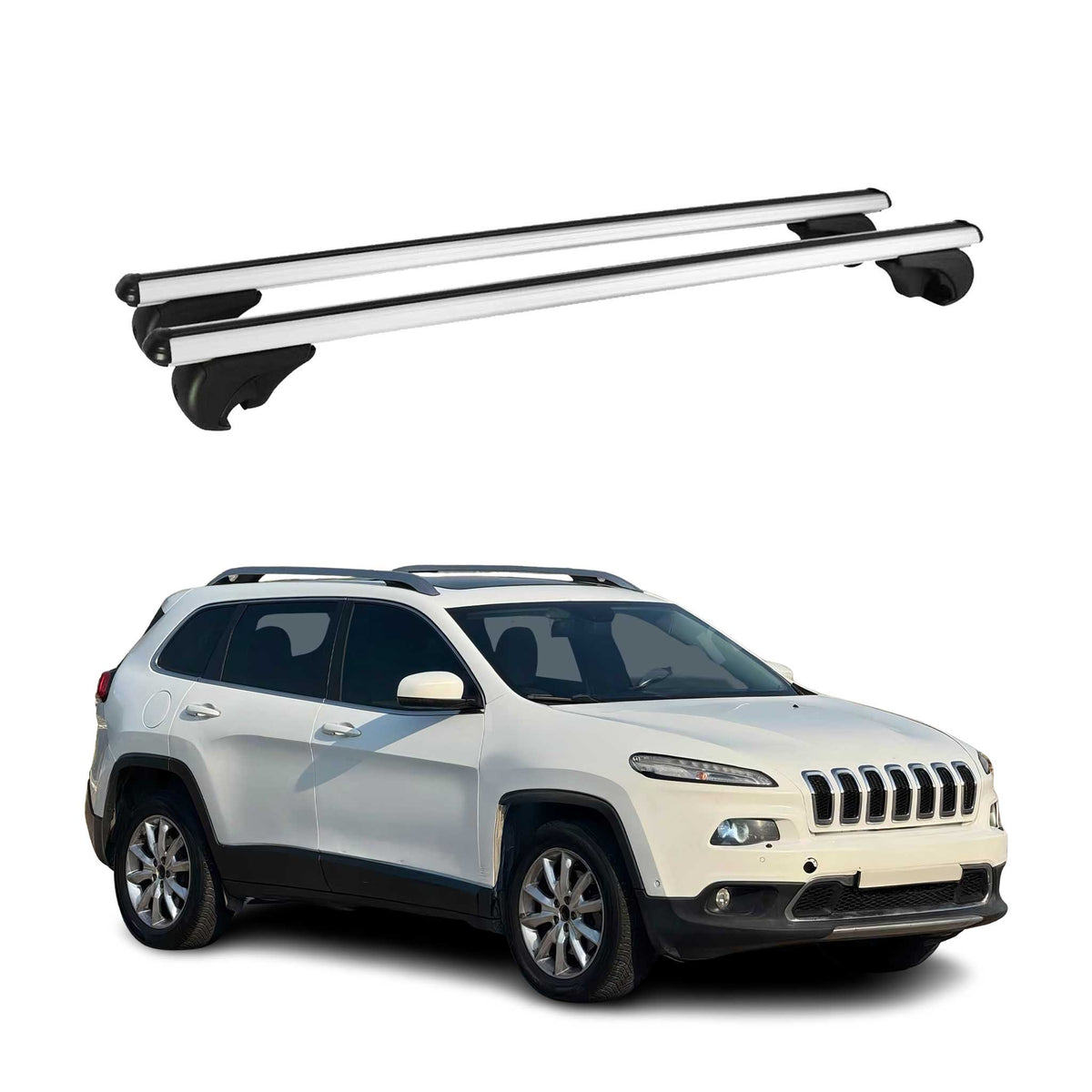 Dachträger Grundtäger für Jeep Cherokee KL 2014-2023 75kg Aluminium Silber 2 tlg