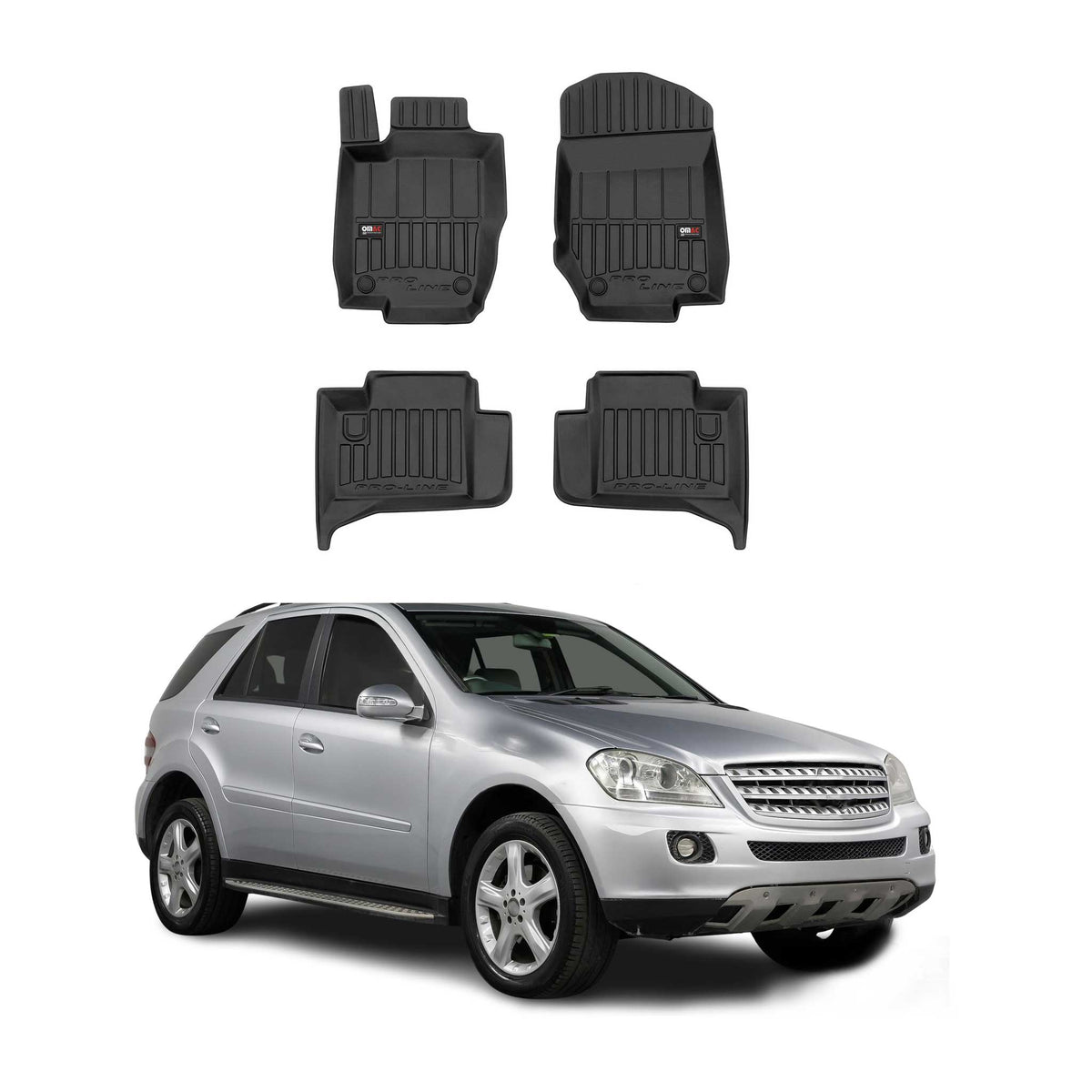 OMAC Gummi Fußmatten für Mercedes M Klasse W164 2005-2011 Premium TPE Schwarz 4x