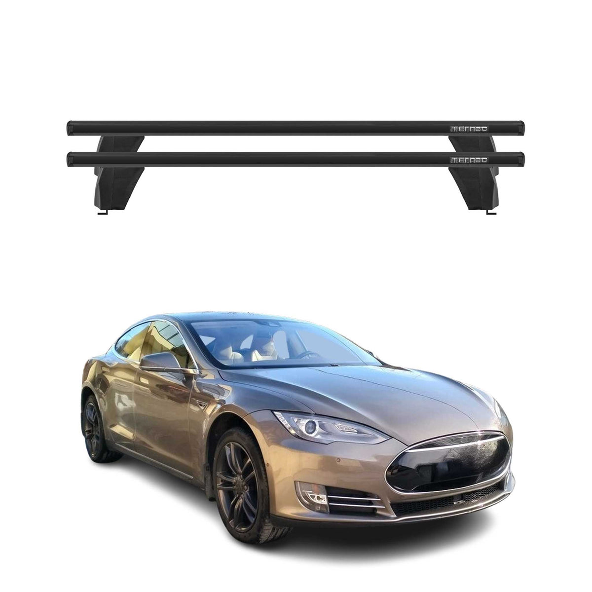 Menabo Dachträger Grundtäger für Tesla Model S 2013-2016 75kg Alu Schwarz 2 tlg
