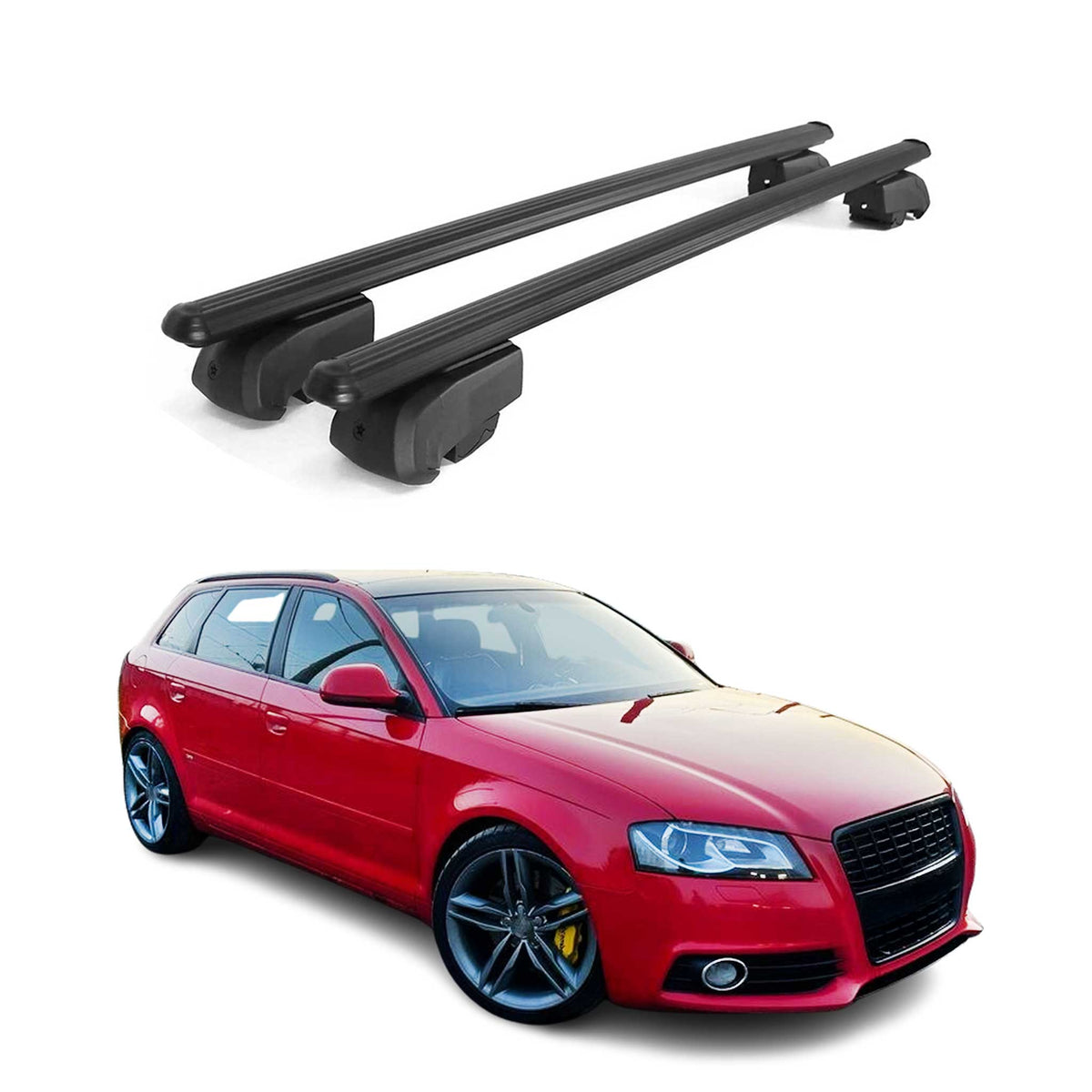 Dachträger Grundtäger für Audi A3 8PA Sportback 2005-2013 75kg Alu Schwarz 2 tlg