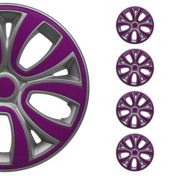 4x Radblenden Radkappen Radzierblenden 14" Zoll Grau Lila Glänzend