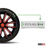 4x Radblenden Radkappen Radzierblenden für 14" Zoll Stahlfelgen Schwarz Rot