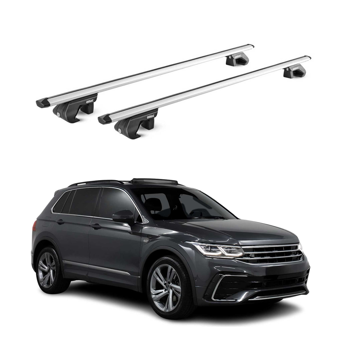 Dachträger Grundtäger für VW Tiguan 5N AD1 Allspace 2016-2024 90kg Alu ABE Grau
