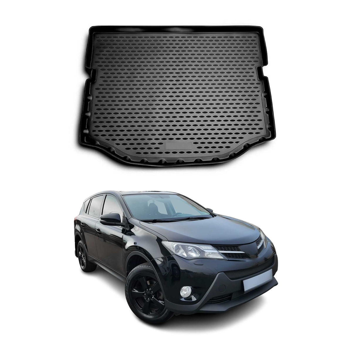 Kofferraummatte Kofferraumwanne für Toyota RAV4 2013-2018 Gummi TPE Schwarz