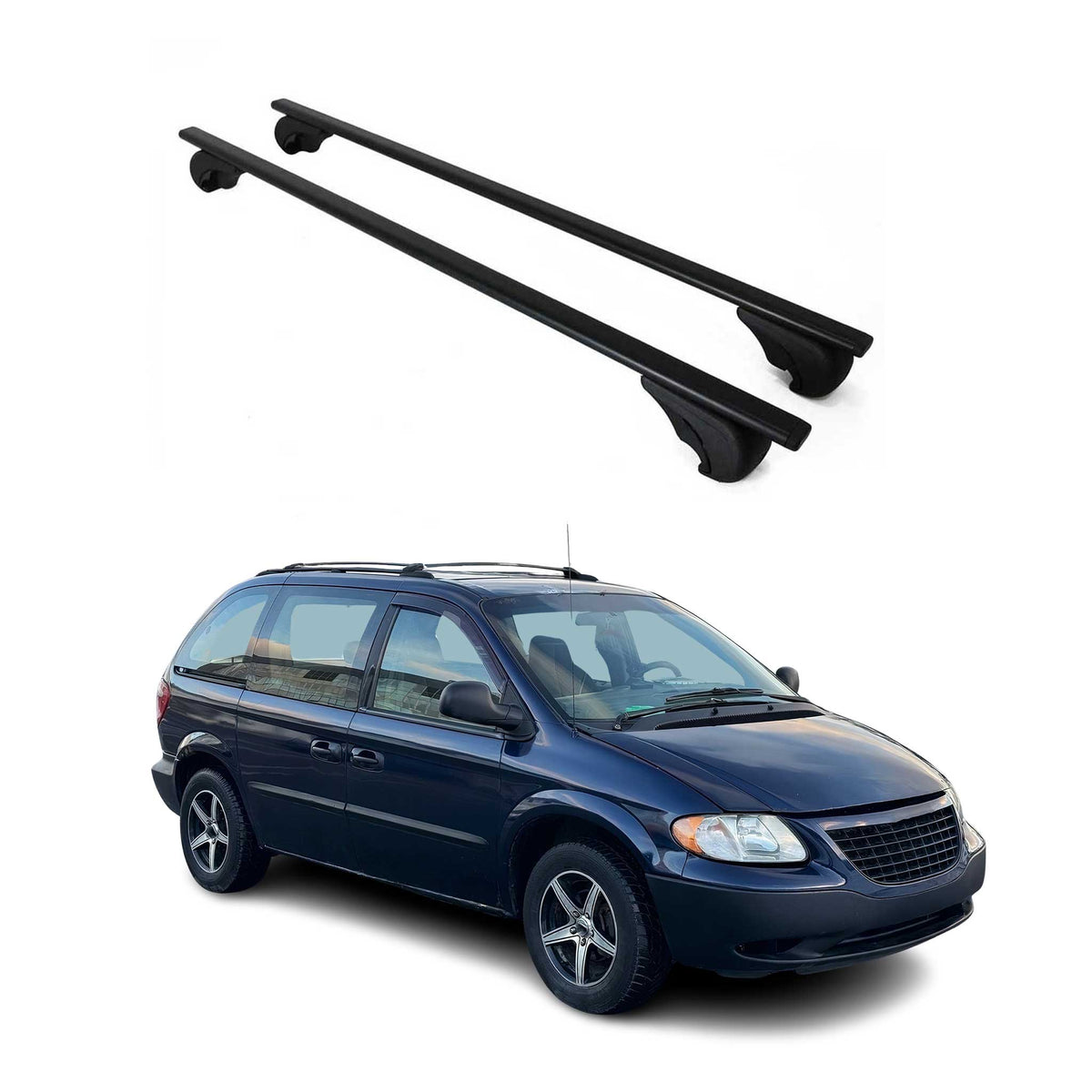 Dachträger Grundträger für Dodge Caravan 1996-2007 75kg Stahl Schwarz 2 tlg