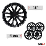 4x Radkappen Radzierblenden Radblenden 15" Zoll Stahlfelgen Schwarz