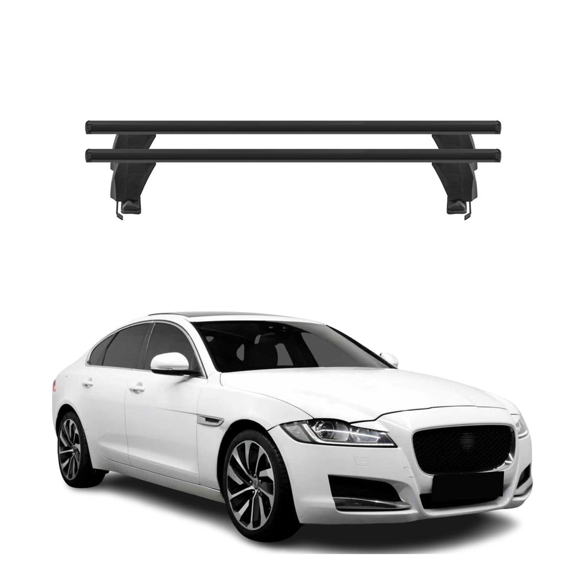 Menabo Dachträger Grundtäger für Jaguar XF X260 2015-2020 50kg Alu Schwarz 2 tlg