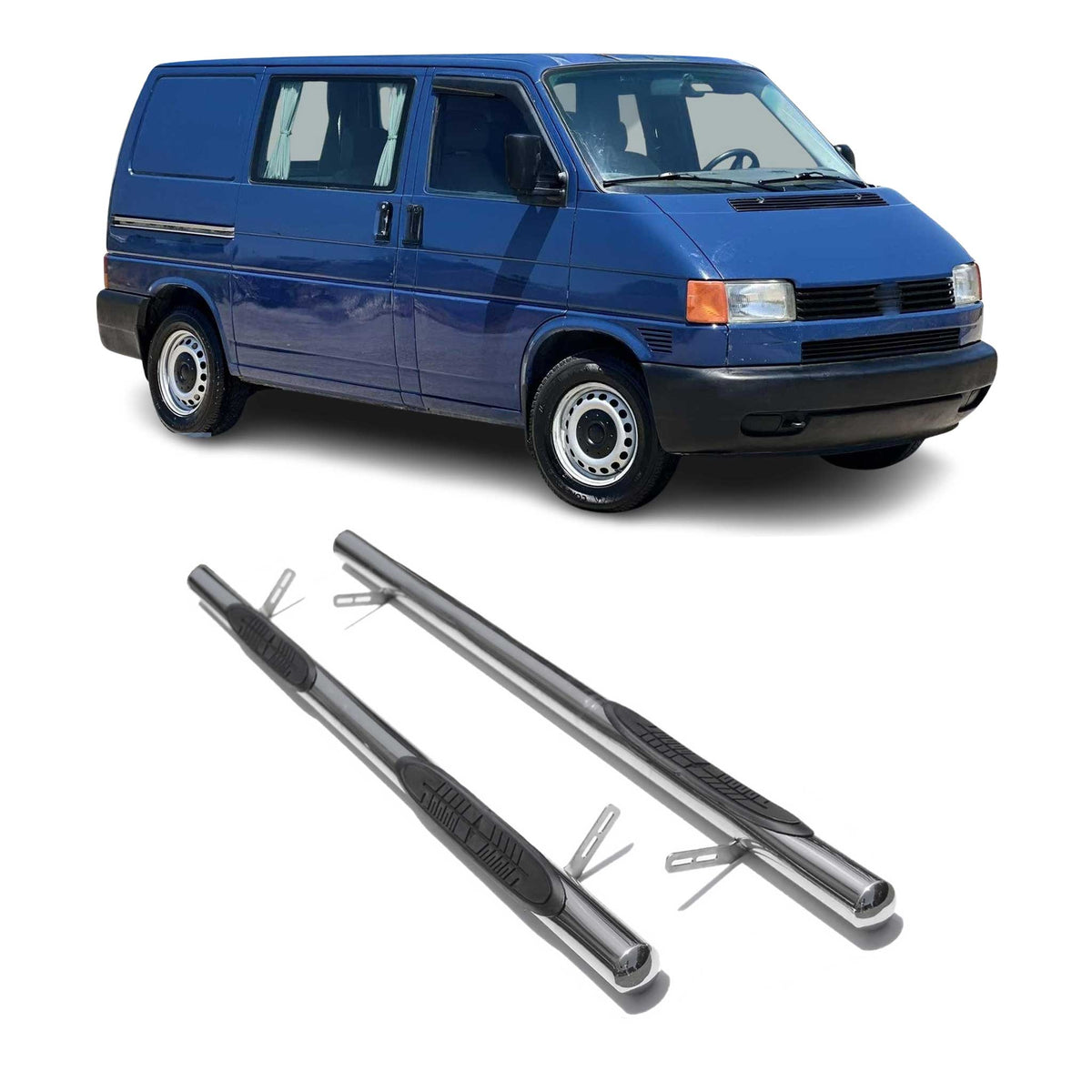 Stahl Trittbretter Schwellerrohre für VW Transporter T4 1990-2003 L1 Kurzer Grau