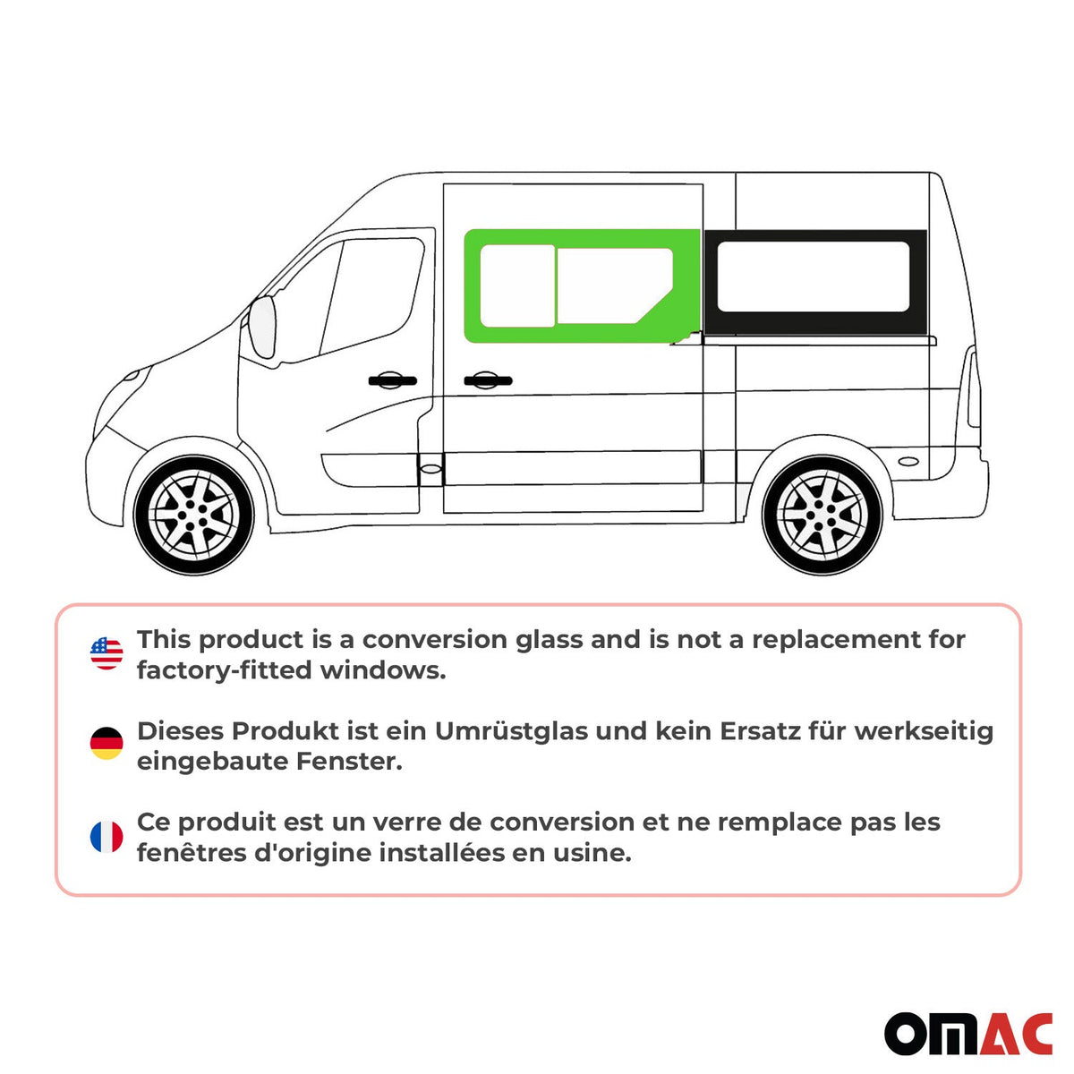 Seitenfenster Schiebefenster für Renault Master 2010-2024 Schwarz Links L1