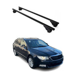 Dachträger Grundträger für Skoda Superb Kombi 2008-2023 75kg Stahl Schwarz 2 tlg