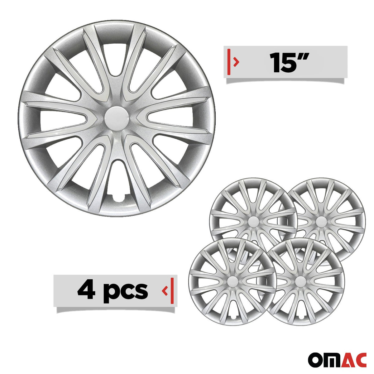 4x Radkappen Radzierblenden Radblenden für 15" Zoll Stahlfelgen Grau weiß
