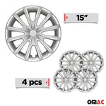 4x Radkappen Radzierblenden Radblenden für 15" Zoll Stahlfelgen Grau weiß