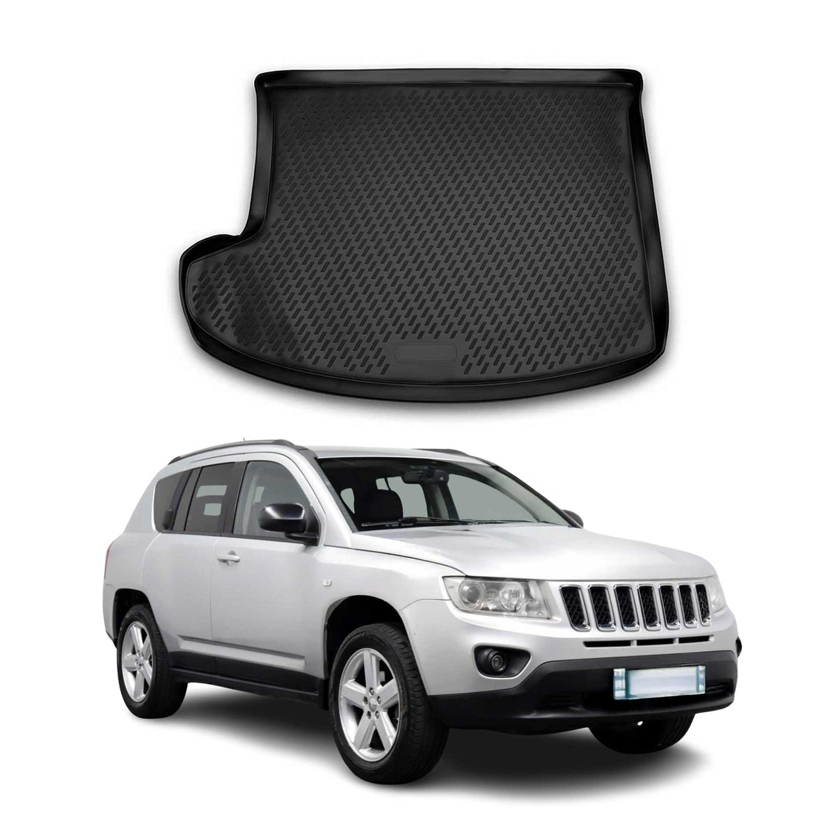 Kofferraummatte Kofferraumwanne für Jeep Compass 2011-2016 Gummi TPE Schwarz