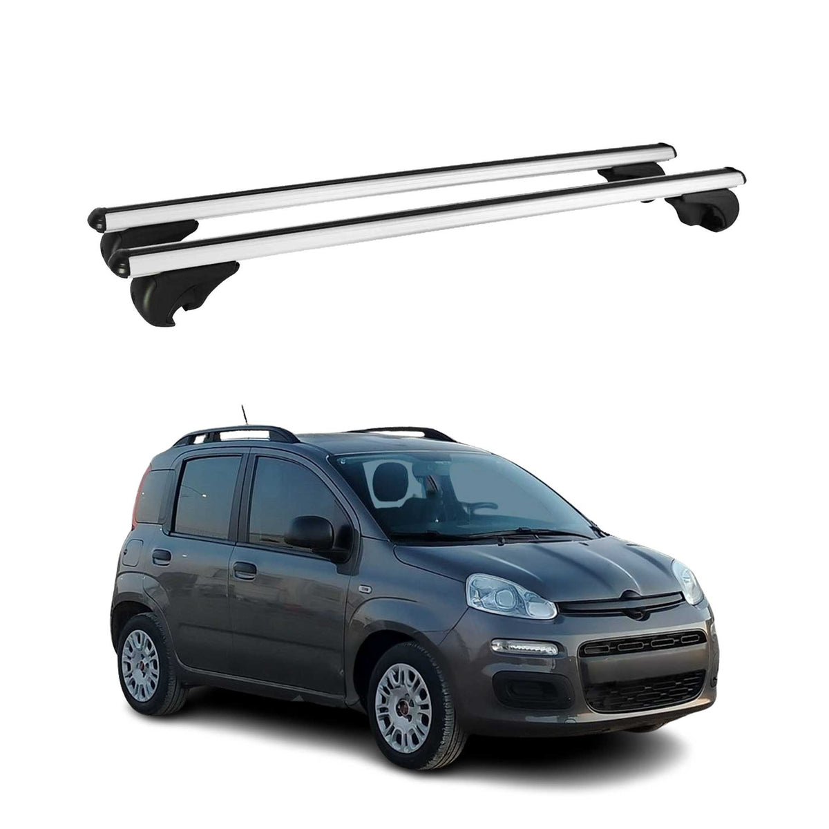 Dachträger Grundtäger für Fiat Panda 1980-2003 75kg Aluminium Silber 2 tlg