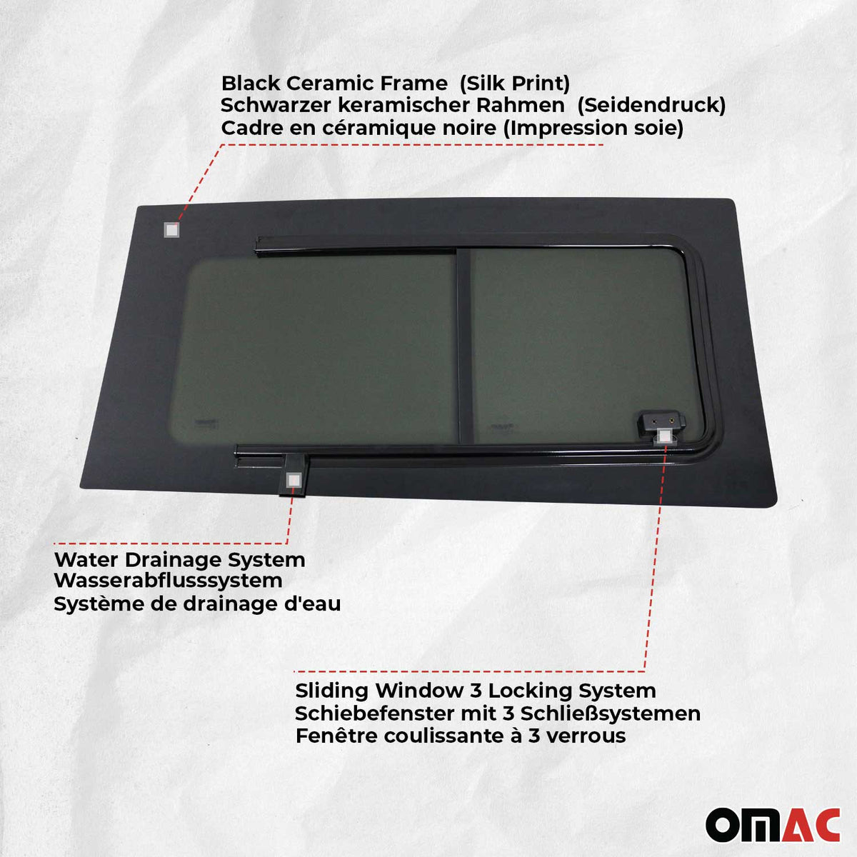 Schiebefenster Sicherheitsglas für VW Crafter 2006-2017 Links Schiebetür L3 L4