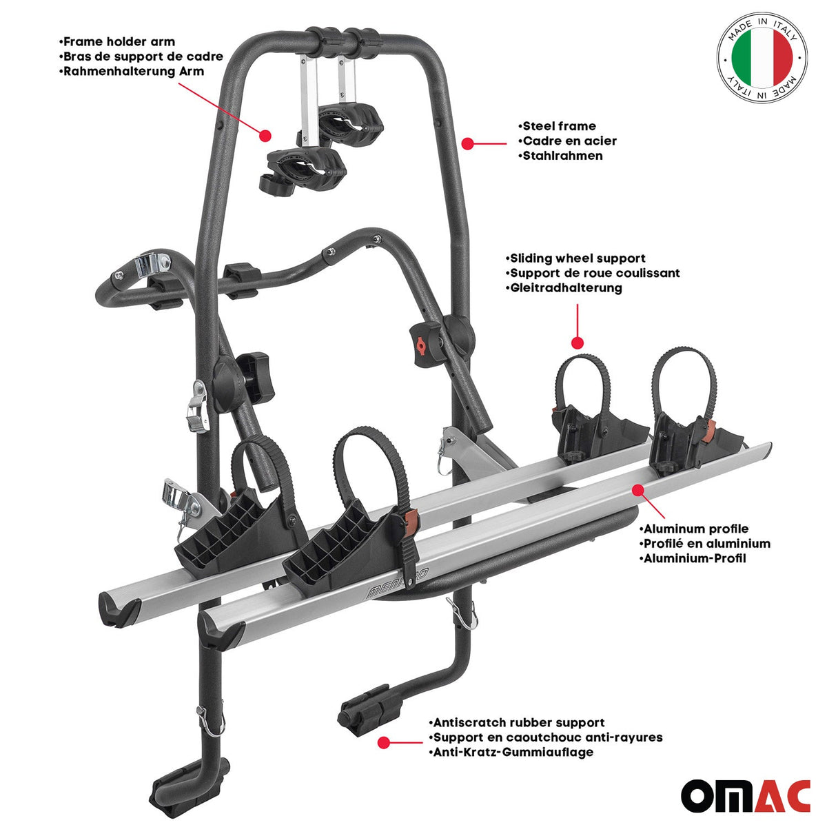 Menabo Fahrradträger 2 Fahrräder für BMW 3er E36 1990-2000 Alu Silber Schwarz