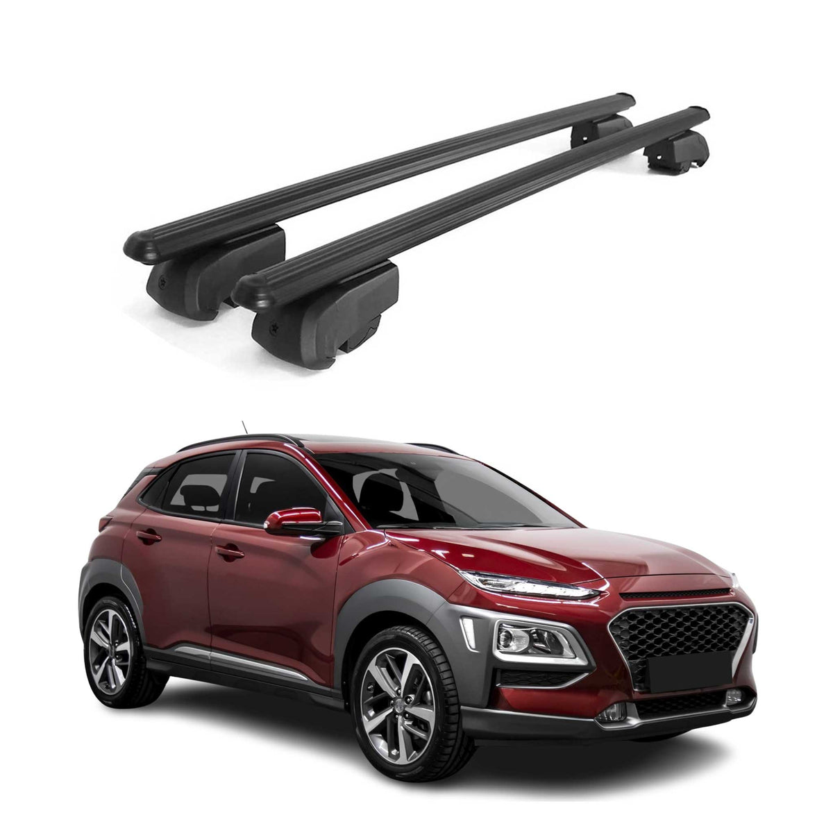 Dachträger Grundtäger für Hyundai Kona 2017-2023 75kg Alu Schwarz 2 tlg