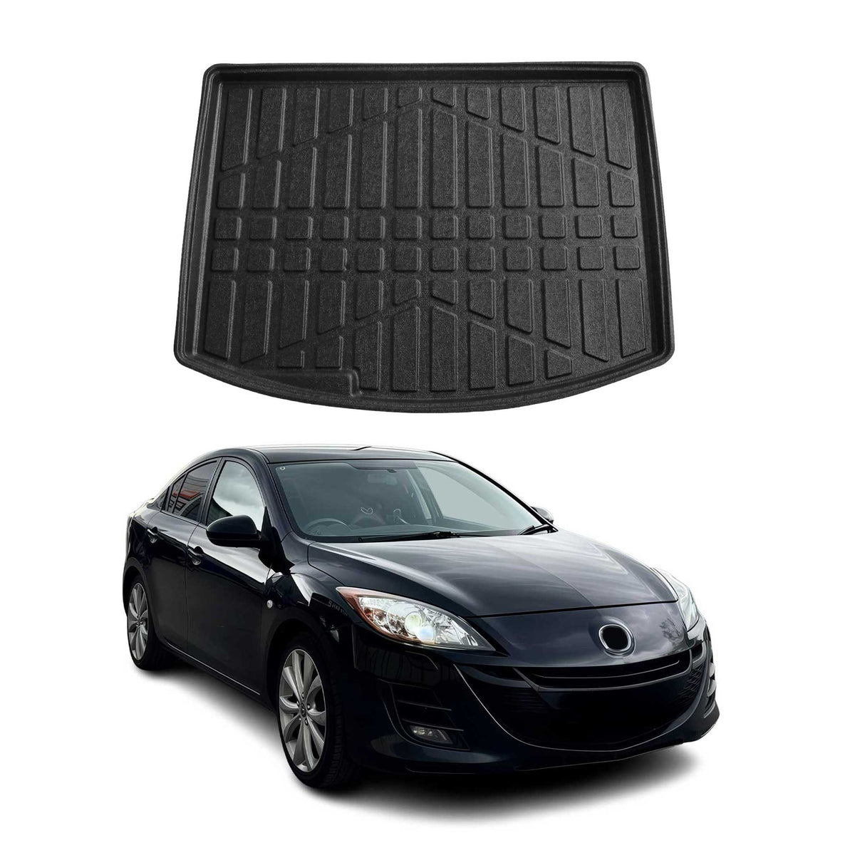 Kofferraumwanne Laderaumwanne für Mazda 3 Schrägheck 2009-2012 Gummi TPE Schwarz