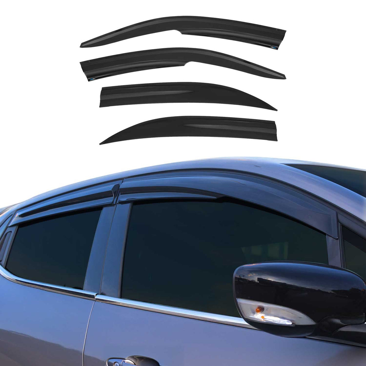 4x Windabweiser Regenabweiser für Honda Civic Stufenheck 2002-2006 Acryl Dunkel