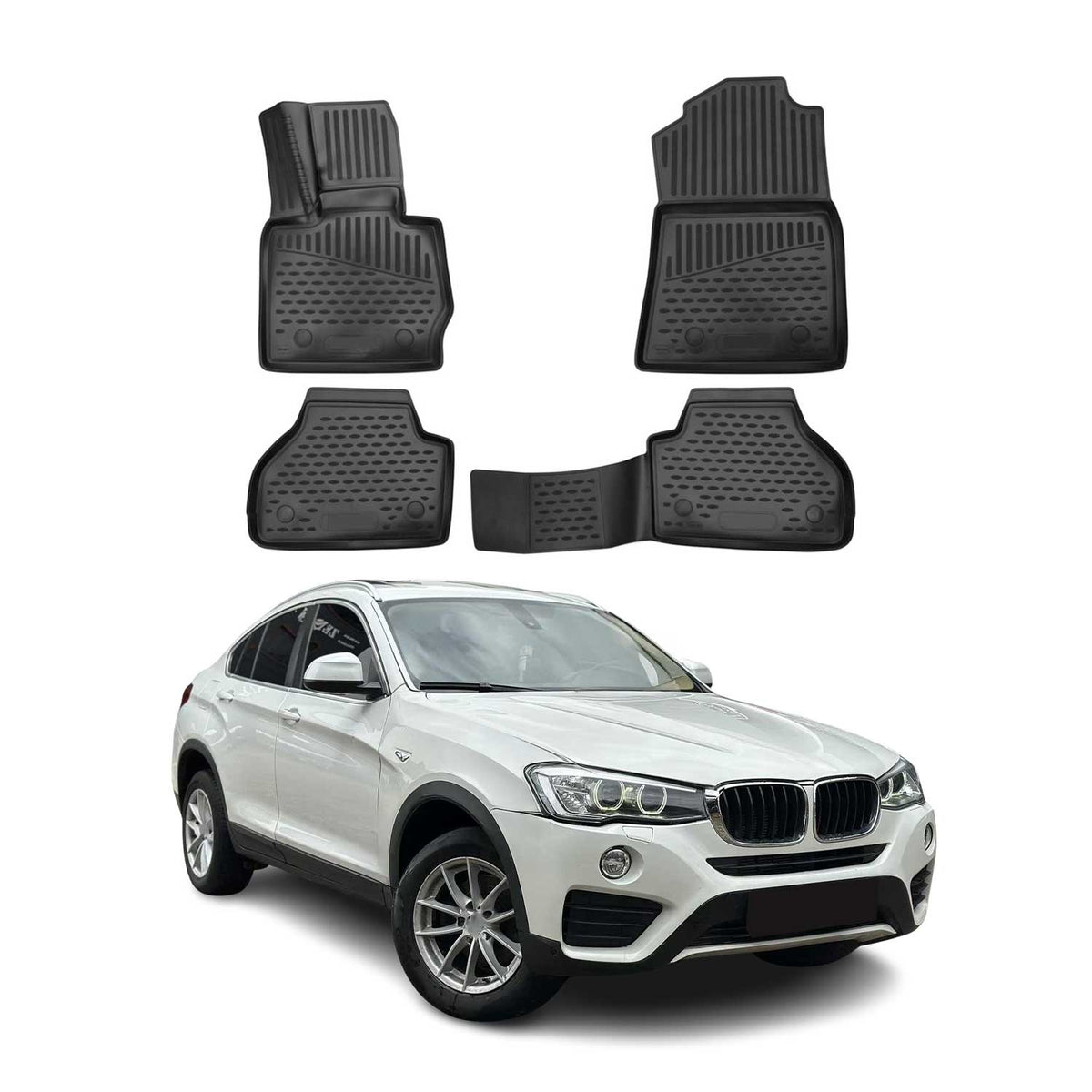 OMAC Gummimatten Fußmatten für BMW X4 F26 2014-2018 TPE Automatten Schwarz