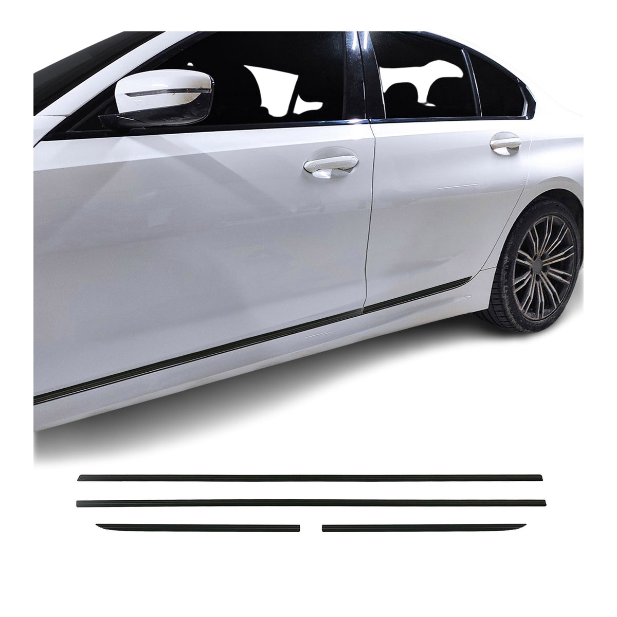 Seitentürleiste Türschutzleiste für Peugeot 508 2010-2018 Alu Schwarz 4x